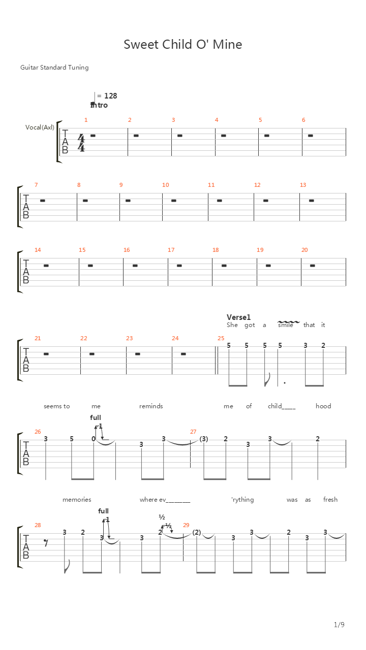 Sweet Child O Mine(13)吉他谱