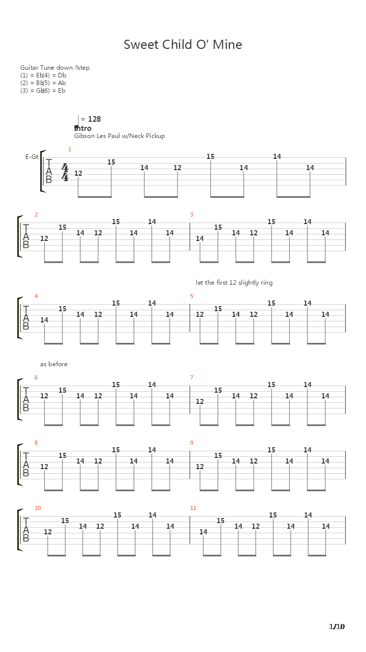 Sweet Child O Mine吉他谱
