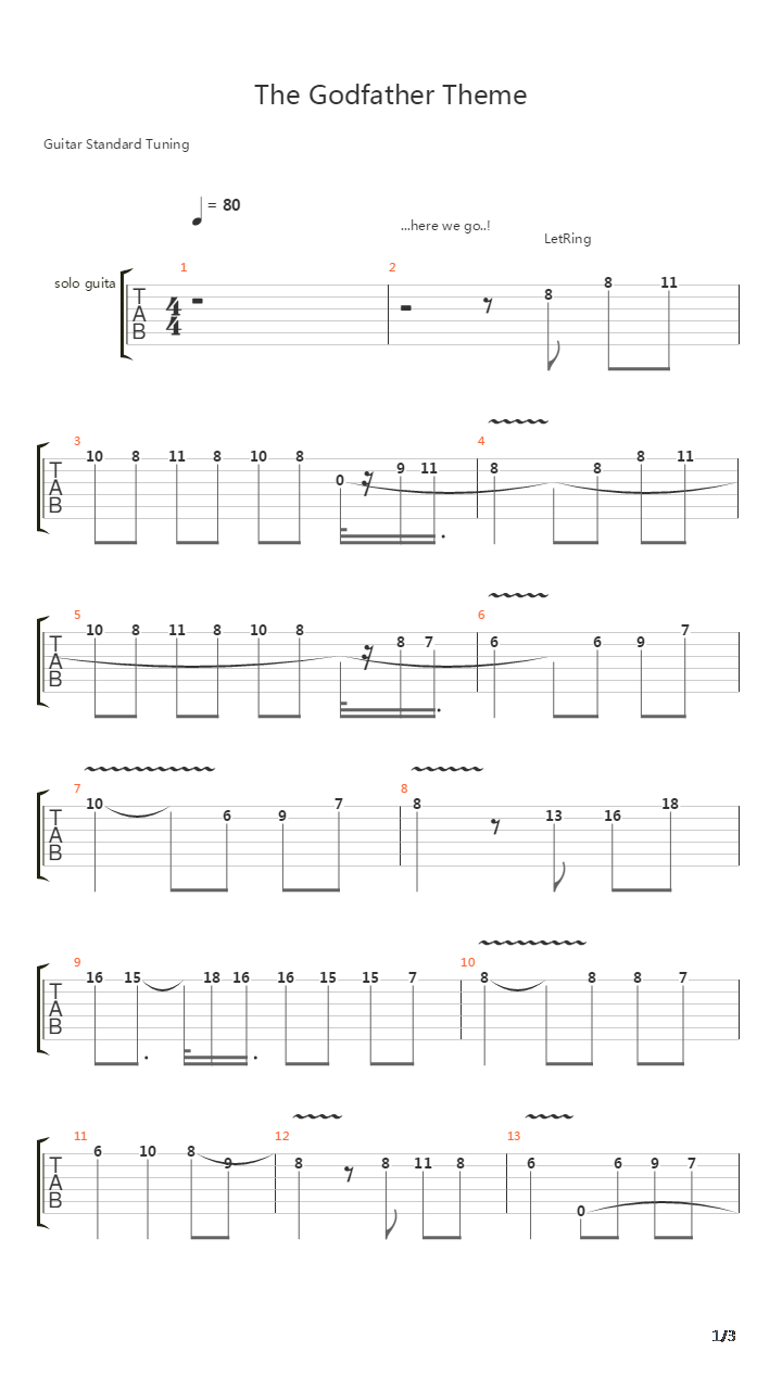The Godfather Theme吉他谱