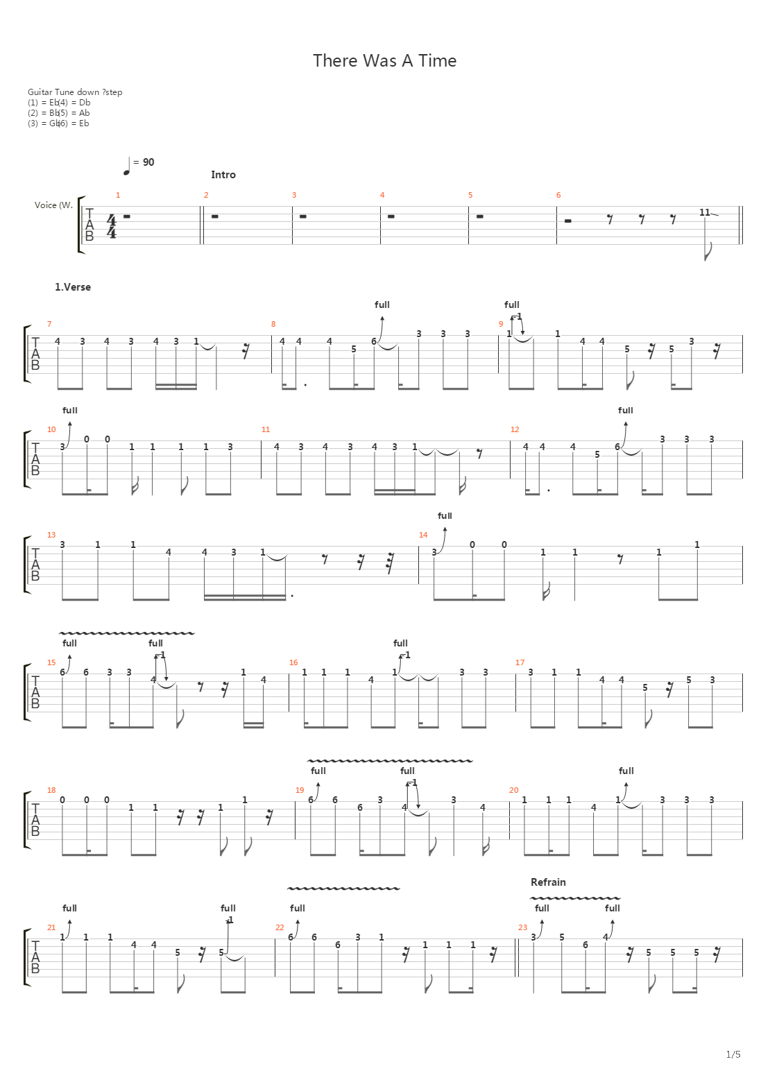 There Was A Time吉他谱