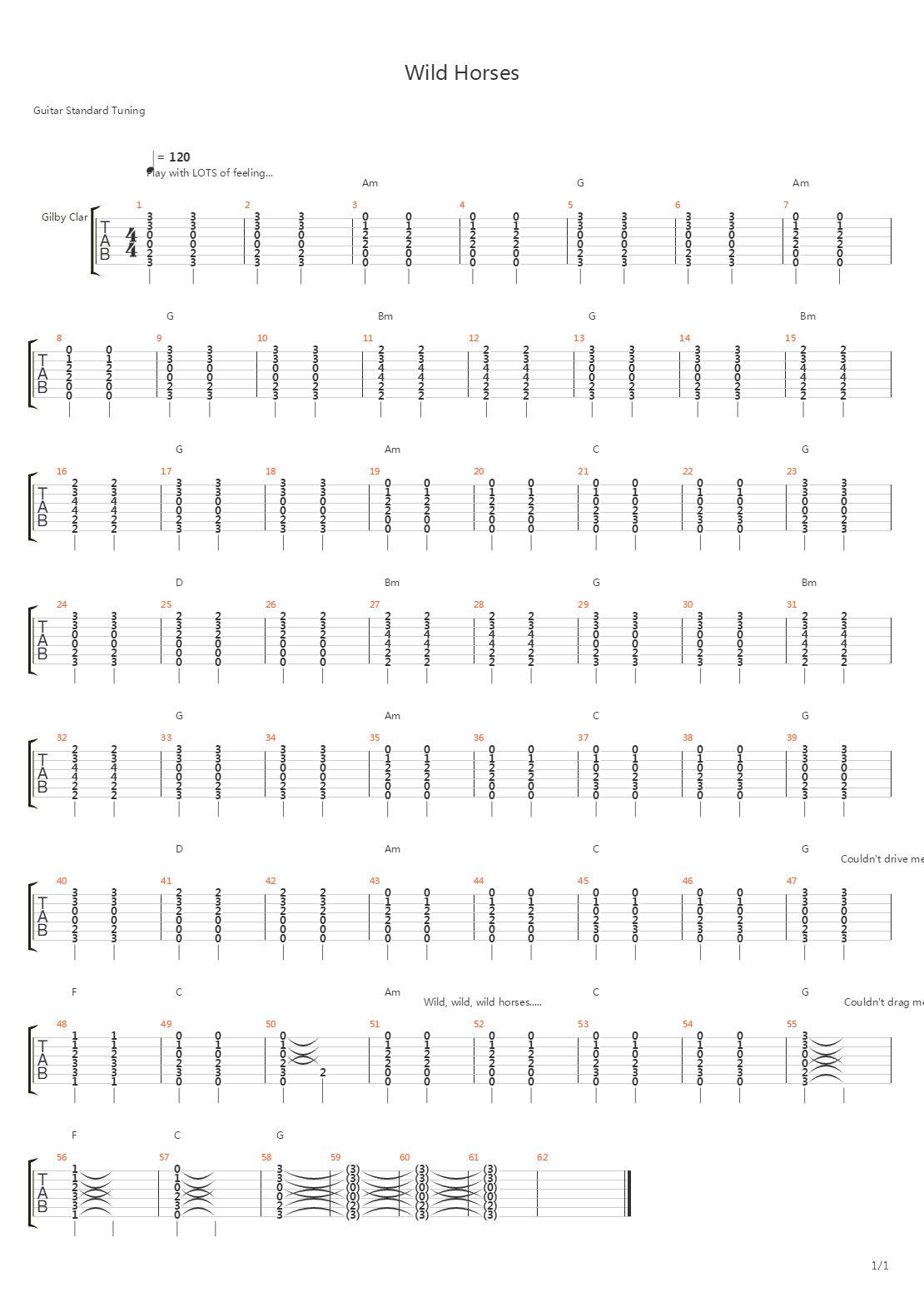 Wild Horses吉他谱