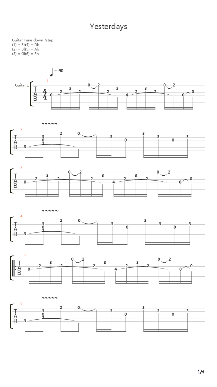Yesterdays吉他谱