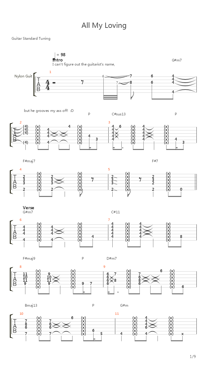 All My Loving吉他谱