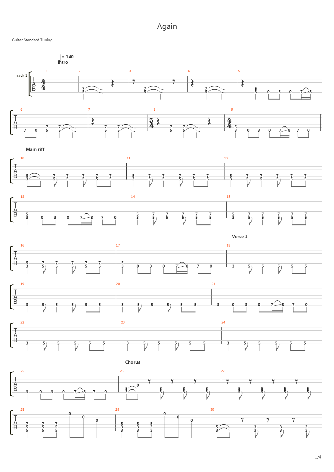 Again吉他谱