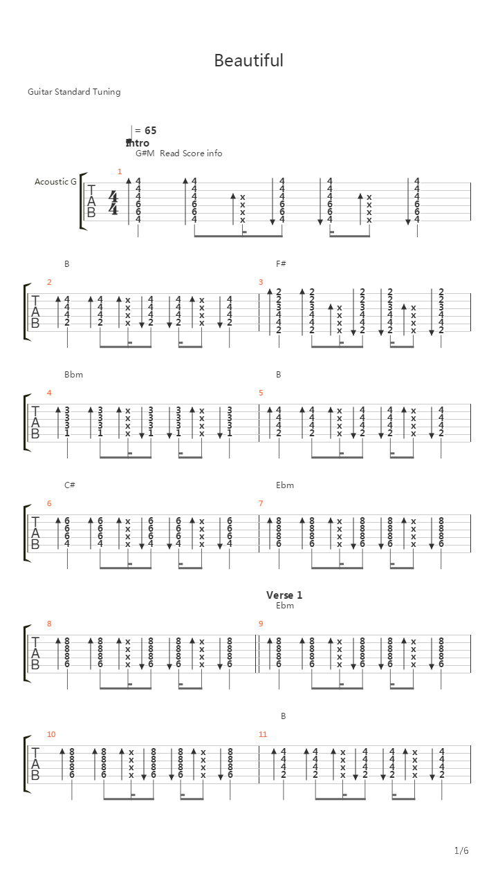 Beautiful吉他谱