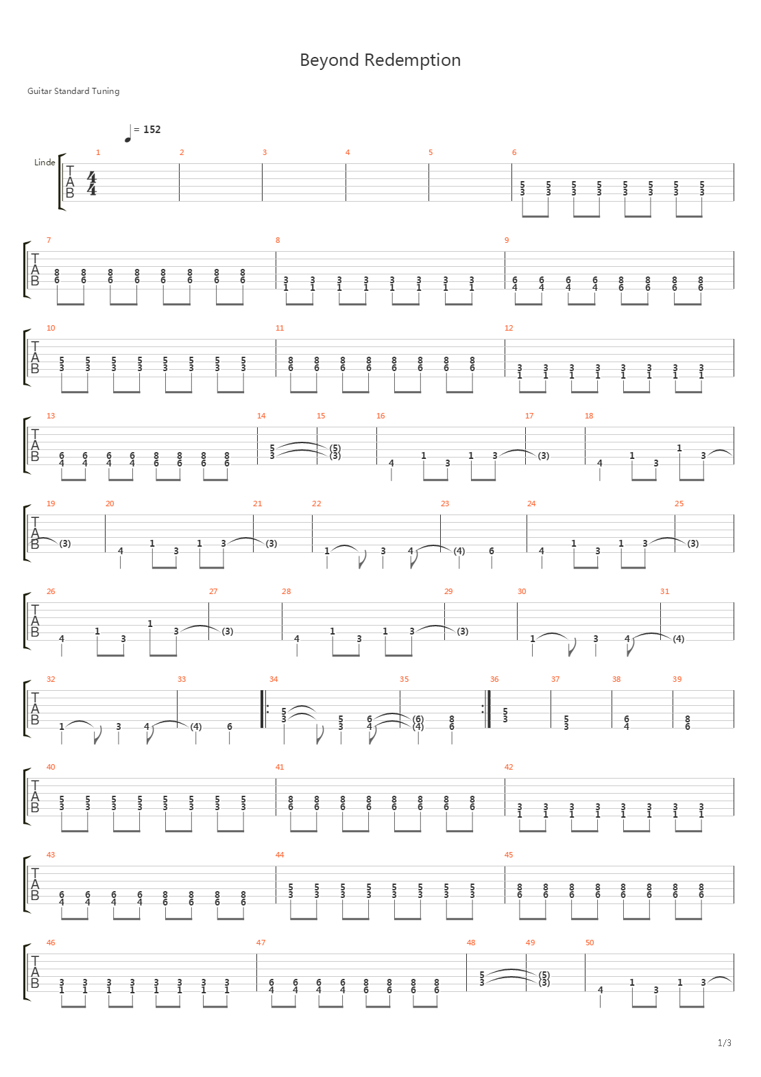 Beyond Redemption吉他谱