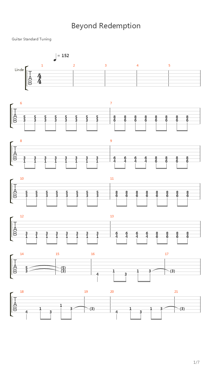 Beyond Redemption吉他谱