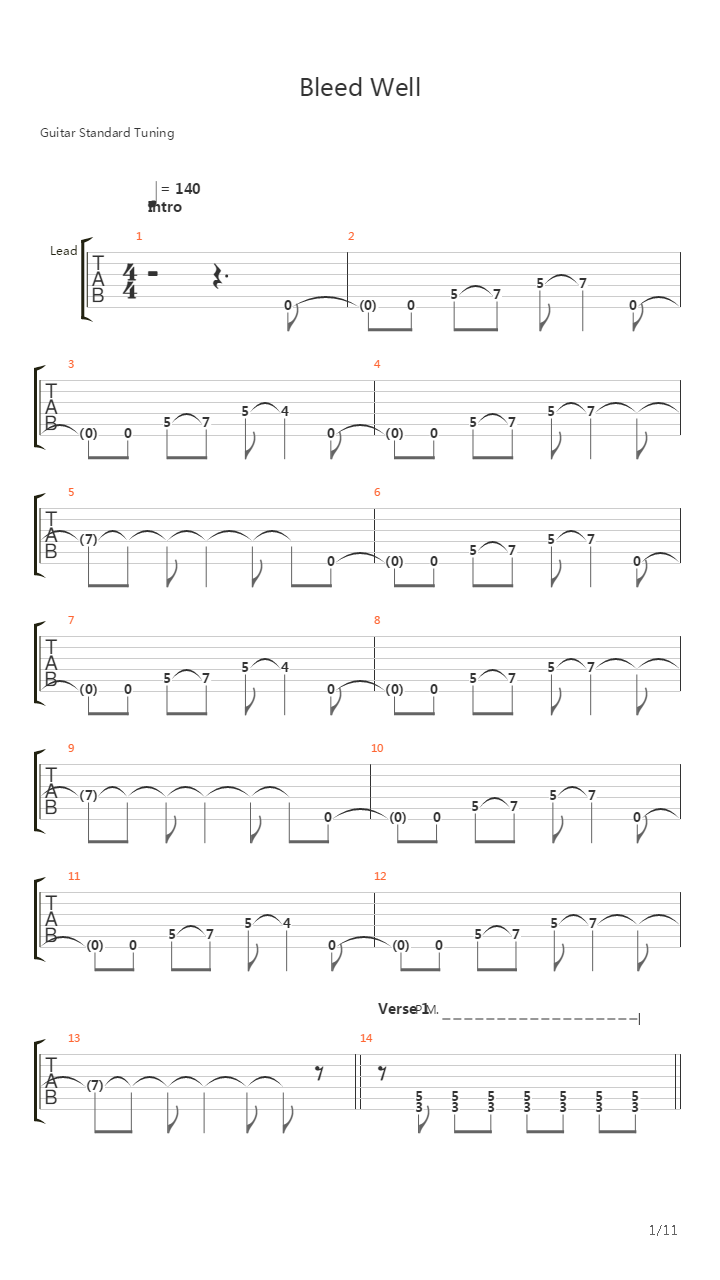 Bleed Well吉他谱