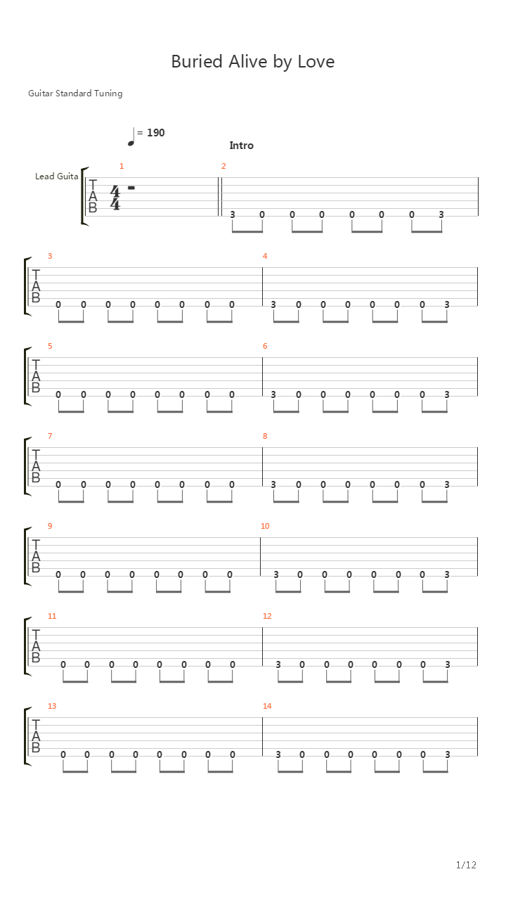 Buried Alive By Love吉他谱