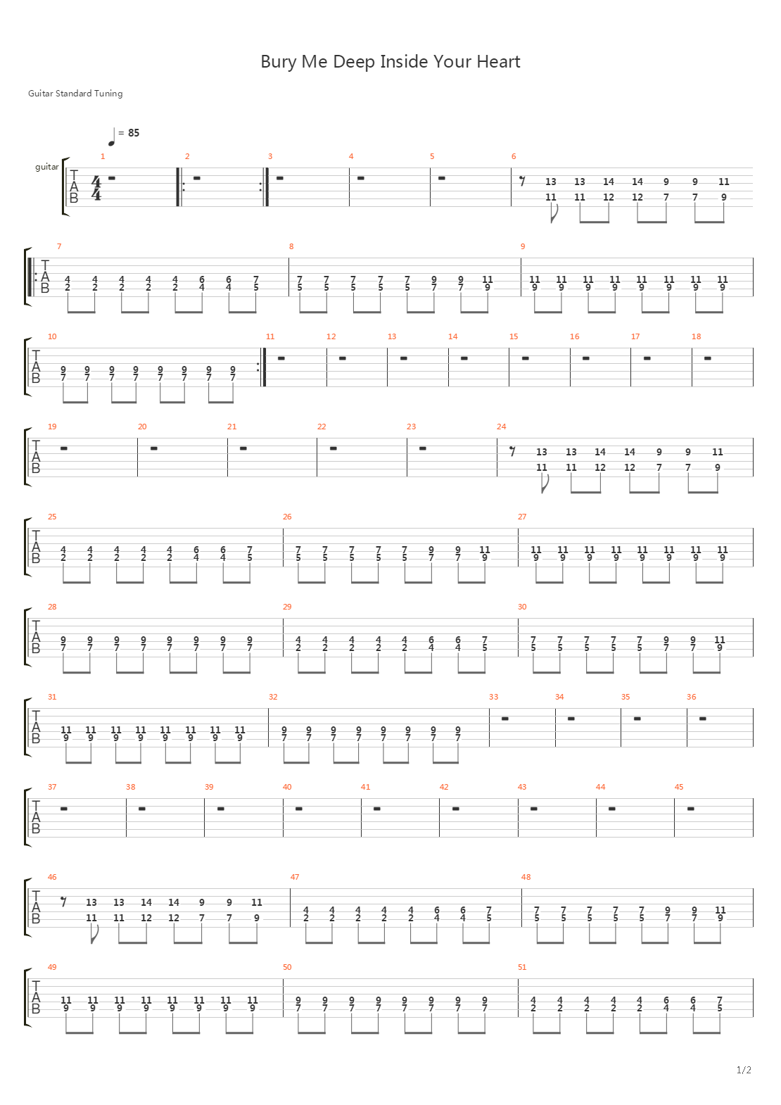 Bury Me Deep Inside Your Heart吉他谱