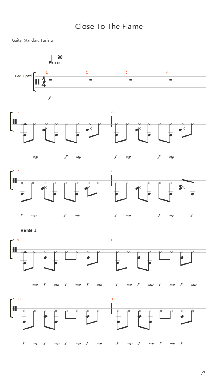 Close To The Flame吉他谱