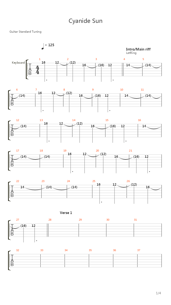 Cyanide Sun吉他谱