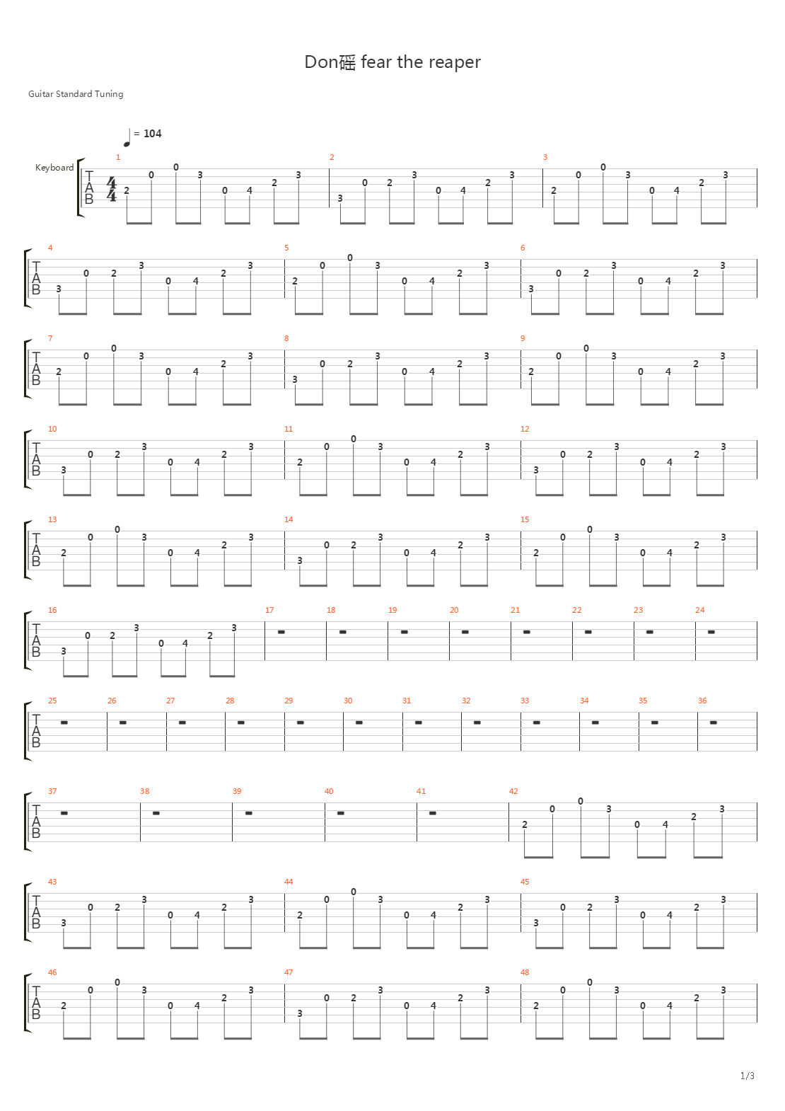 Dont Fear The Reaper吉他谱