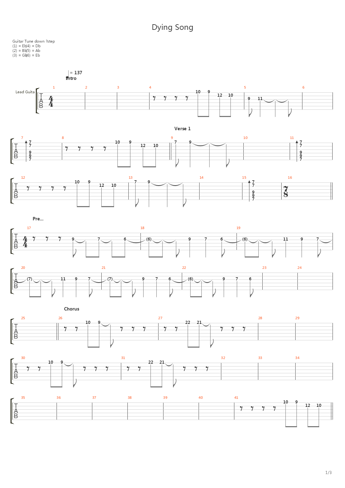 Dying Song吉他谱