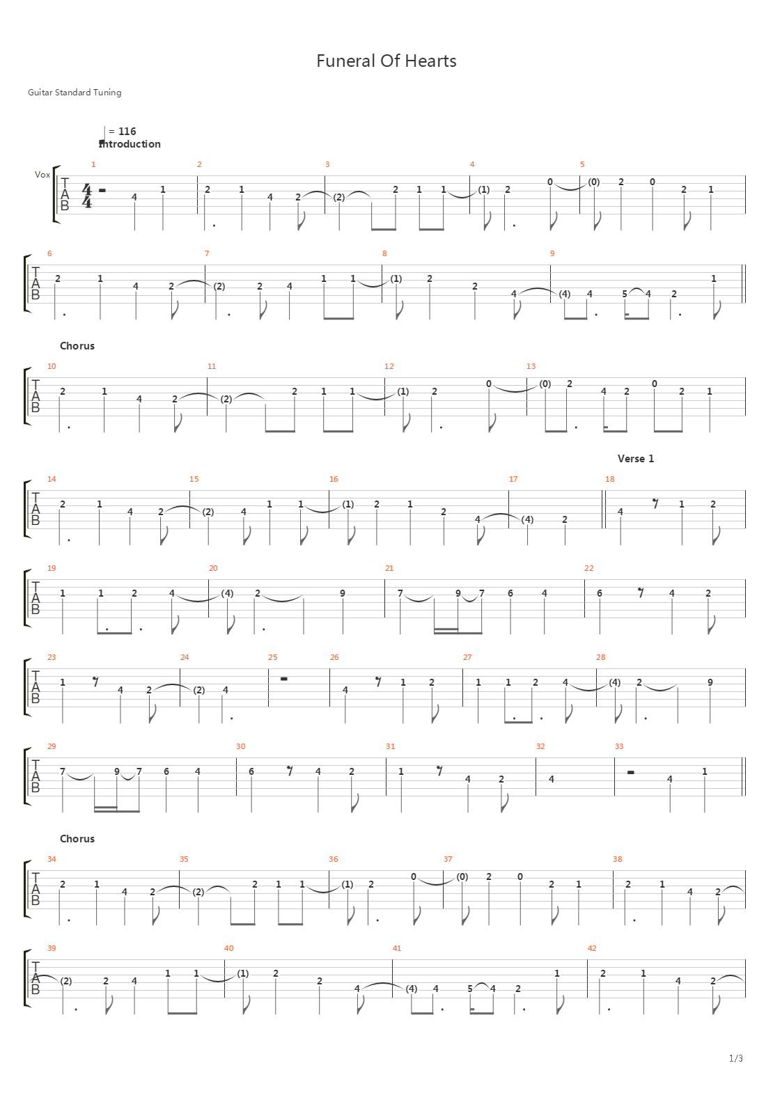 Funeral Of Hearts吉他谱