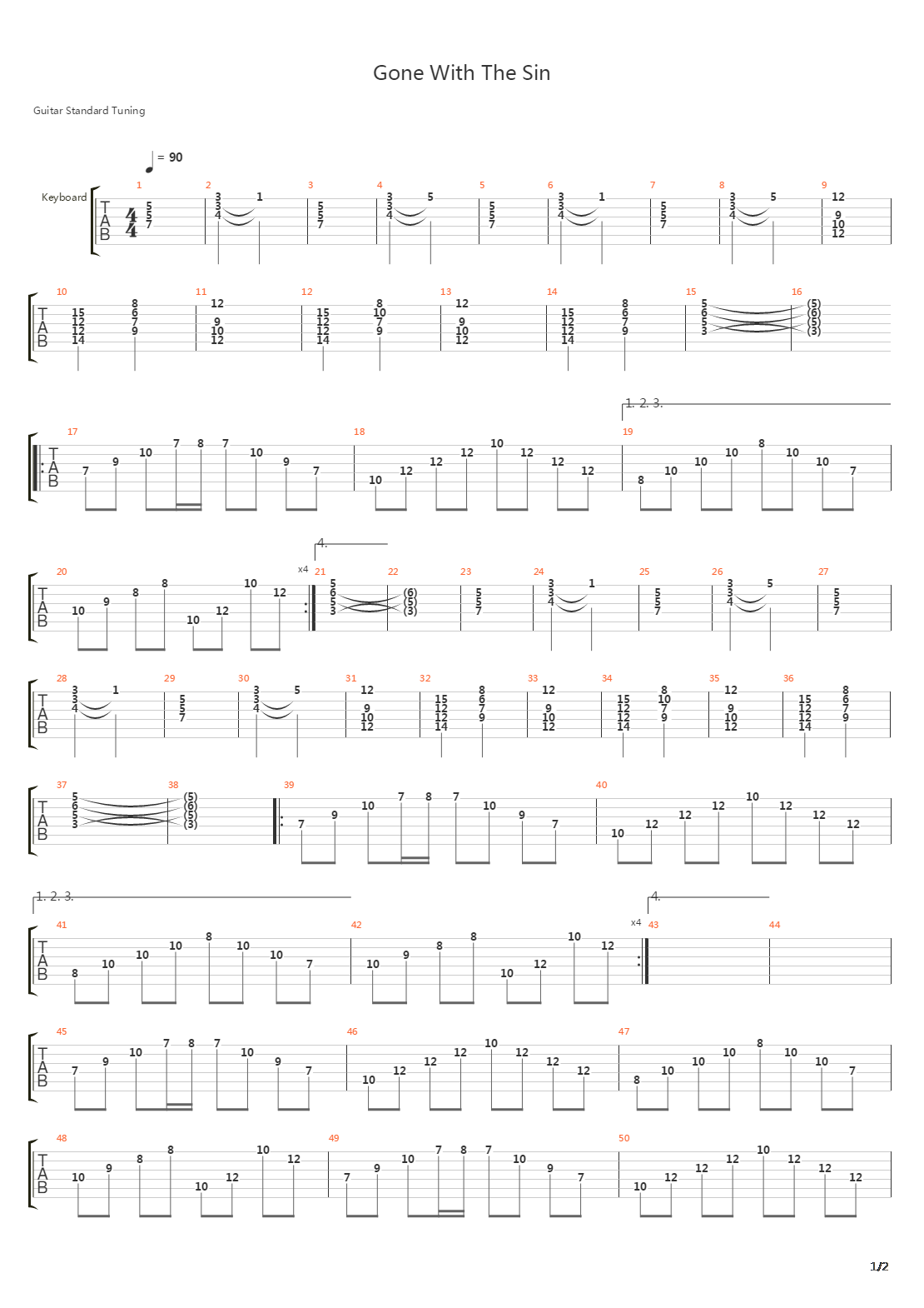 Gone With The Sin吉他谱