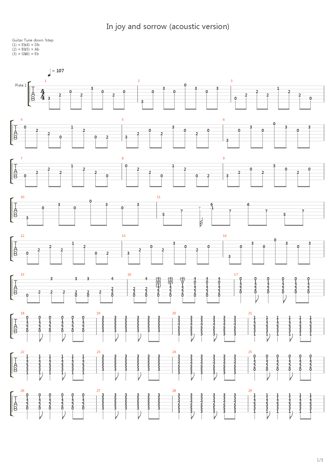 In Joy And Sorrow吉他谱