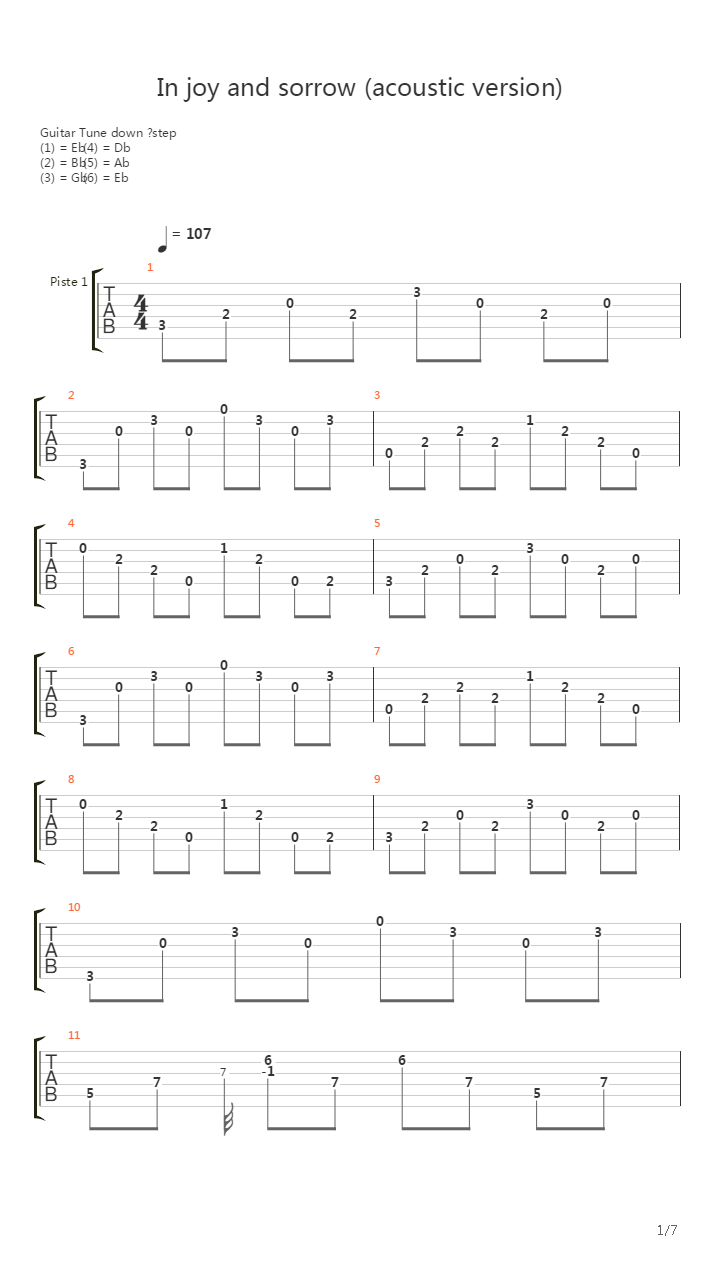 In Joy And Sorrow吉他谱