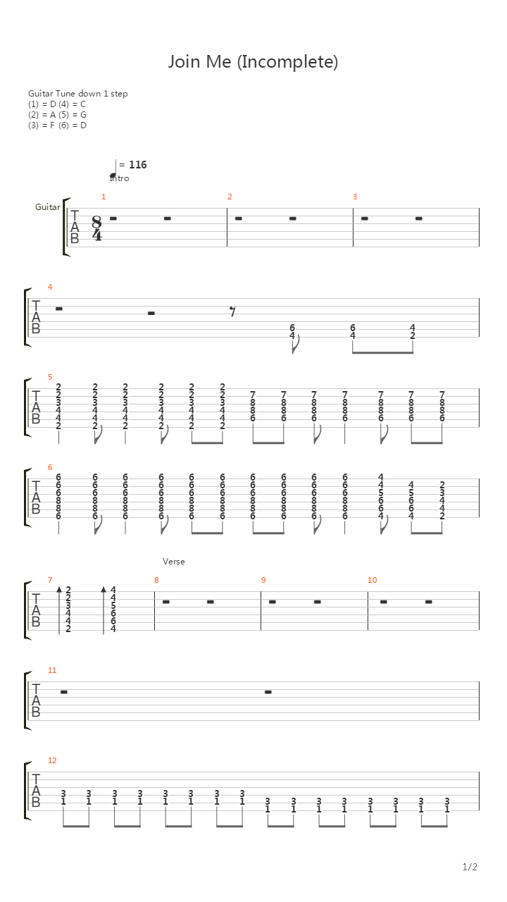 Join Me Incomplete吉他谱