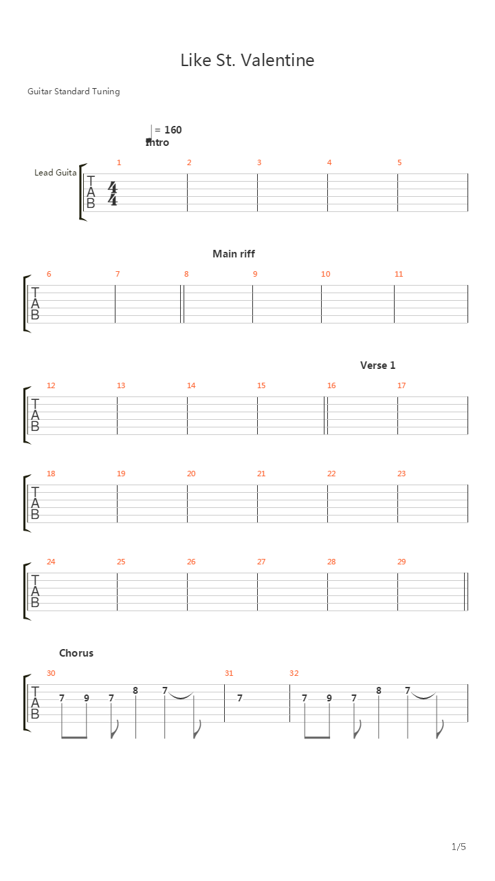 Like St Valentine吉他谱