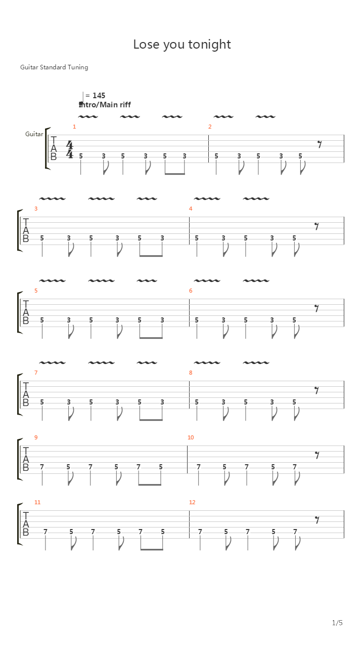 Lose You Tonight吉他谱