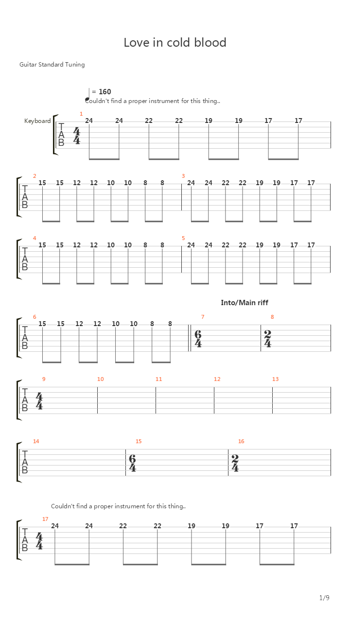 Love In Cold Blood吉他谱