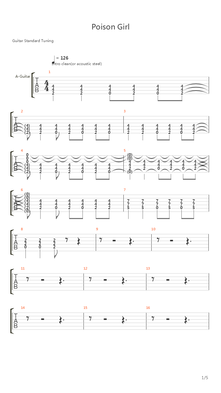 Poison Girl吉他谱