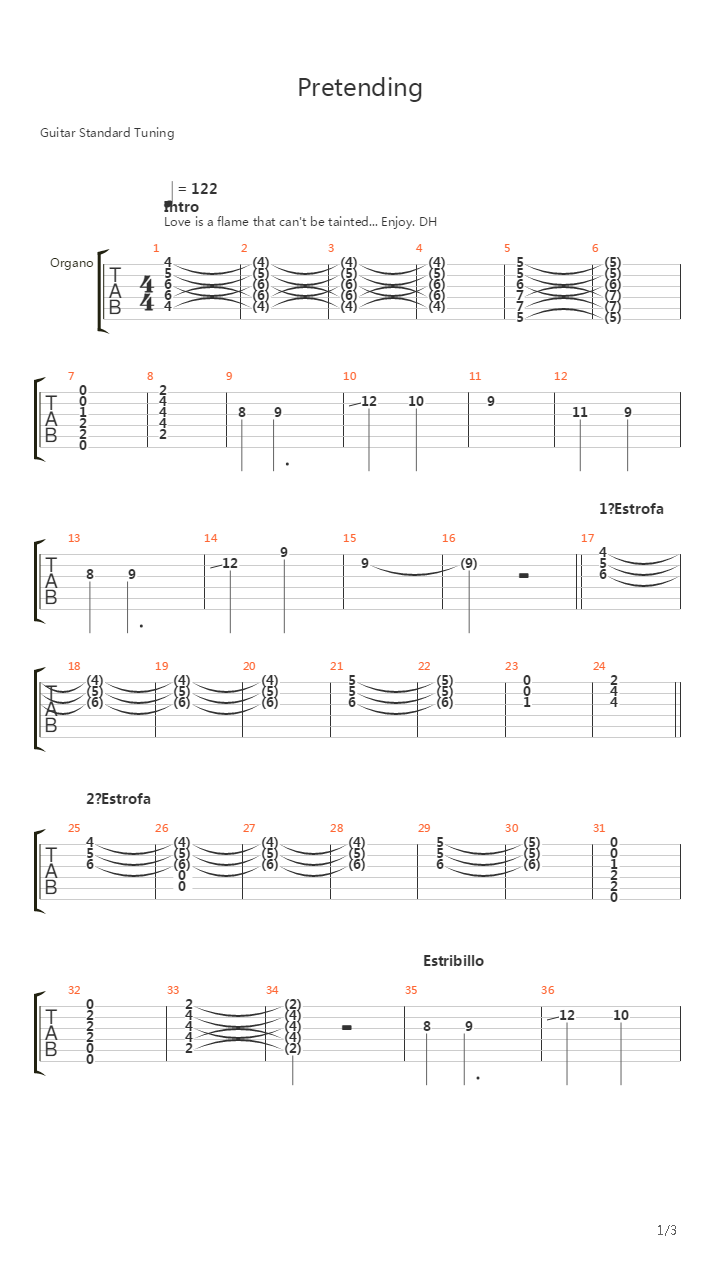 Pretending吉他谱