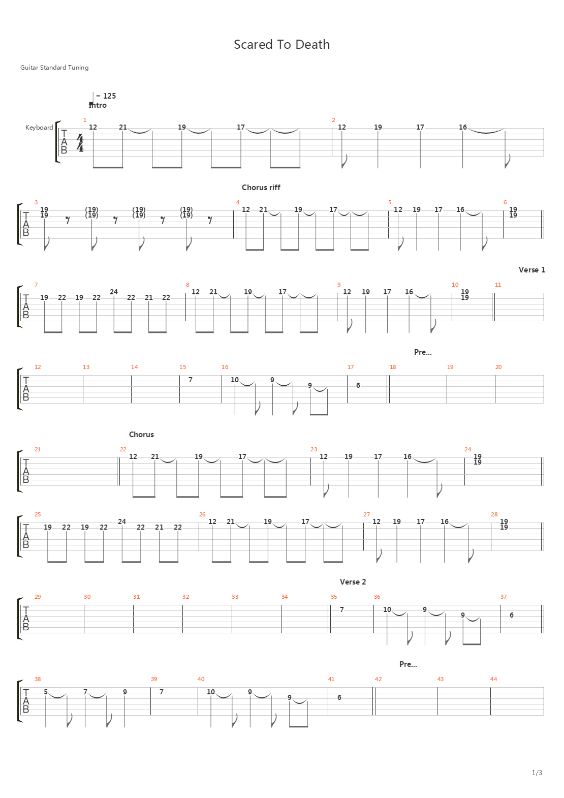 Scared To Death吉他谱
