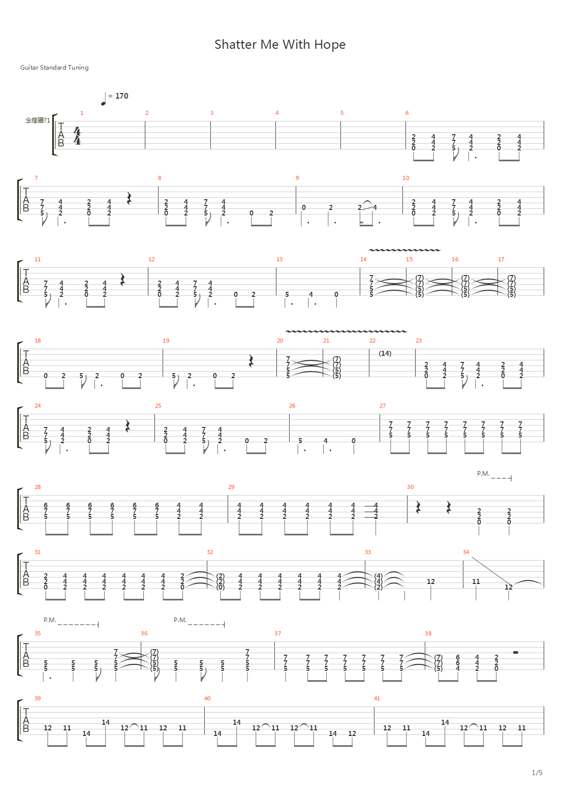 Shatter Me With Hope吉他谱