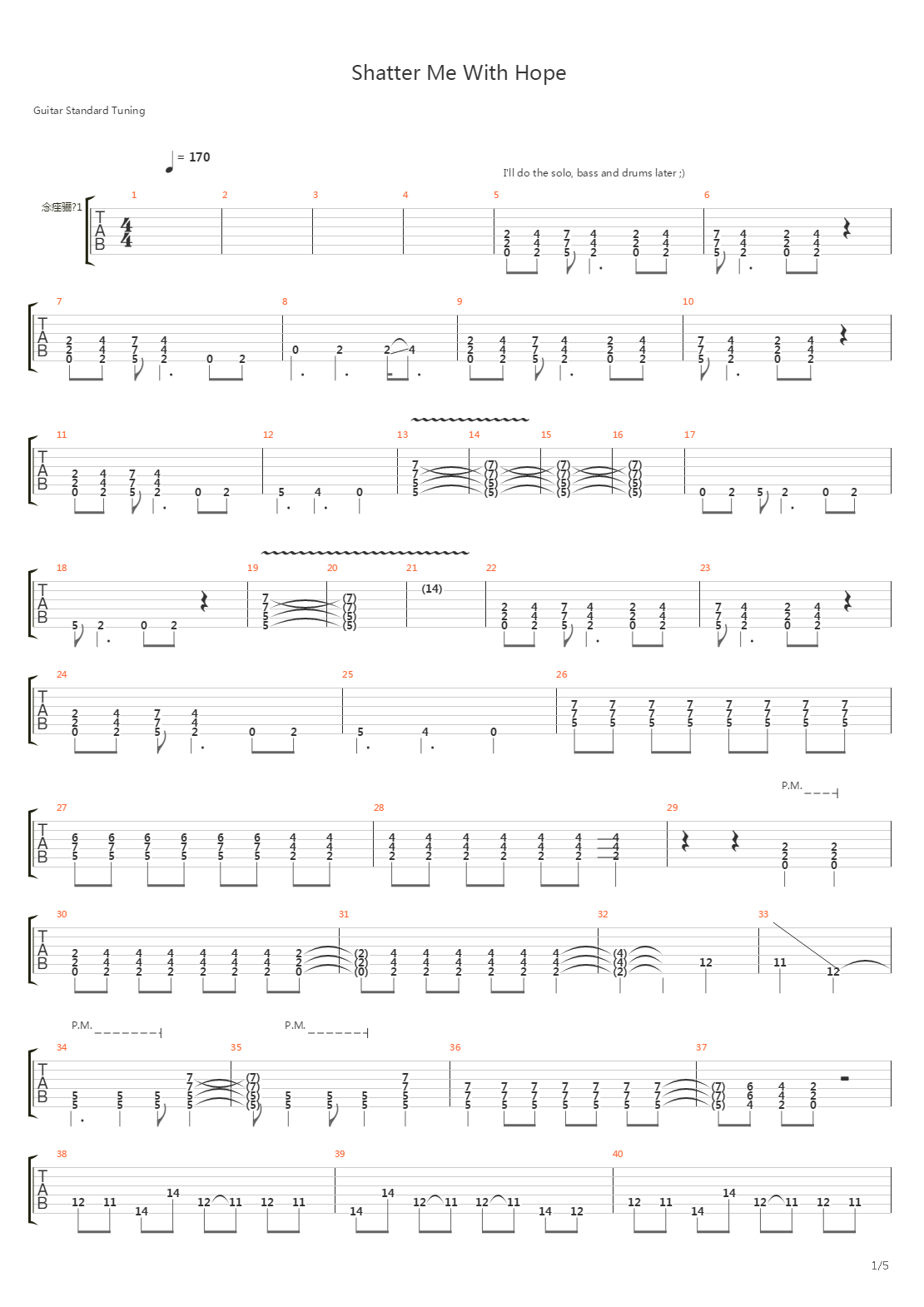 Shatter Me With Hope吉他谱