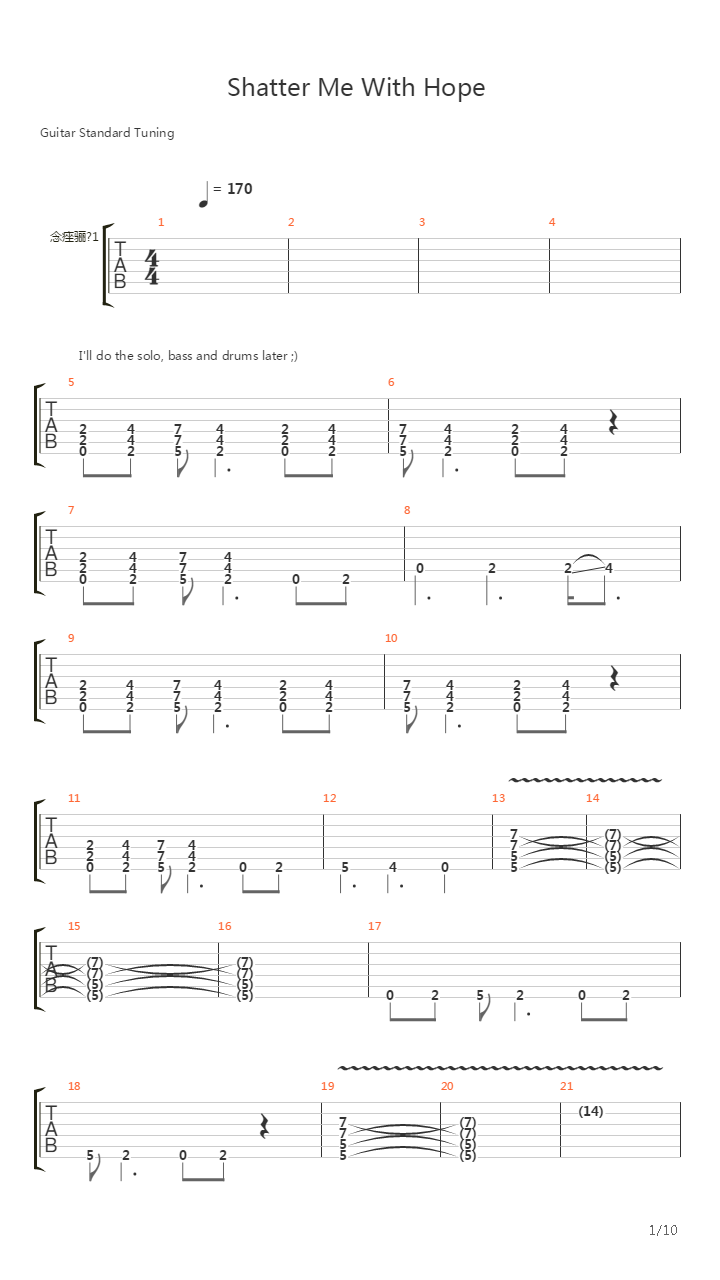 Shatter Me With Hope吉他谱