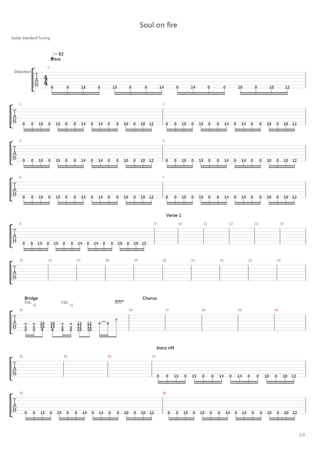Soul On Fire吉他谱