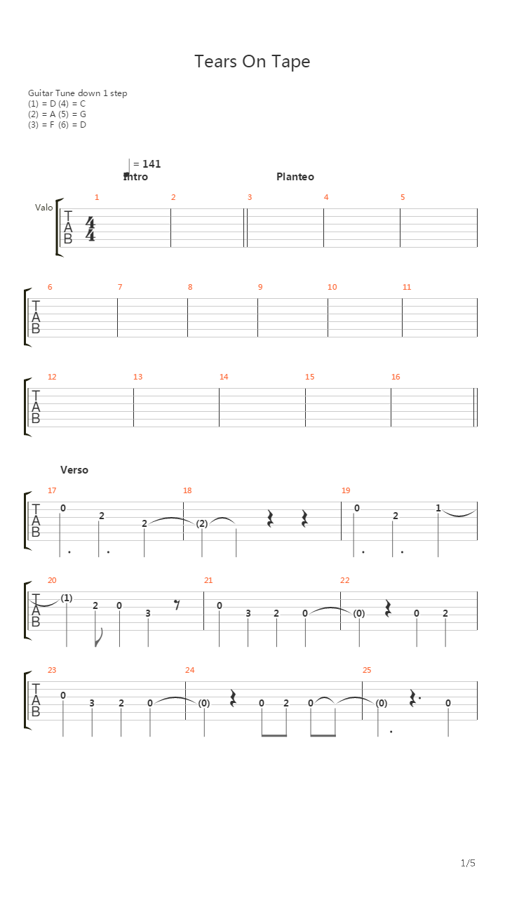 Tears On Tape吉他谱