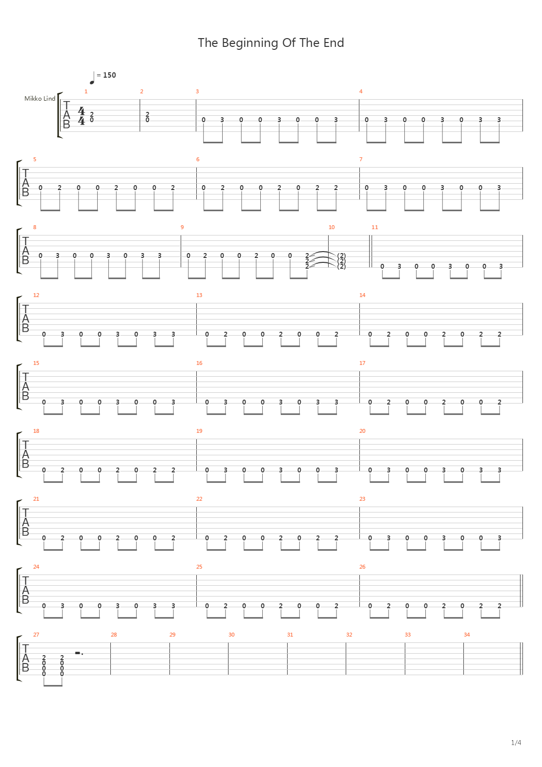 The Beginning Of The End吉他谱