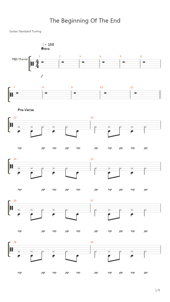 The Beginning Of The End吉他谱