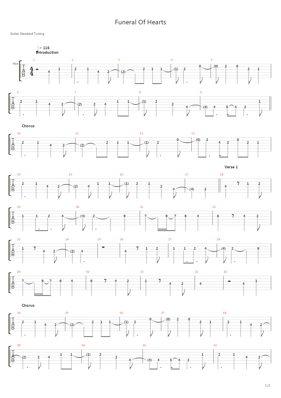 The Funeral Of Hearts吉他谱