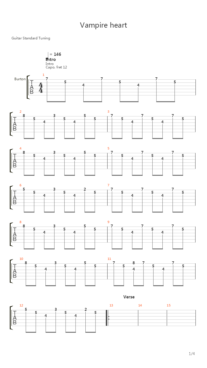 Vampire Heart吉他谱