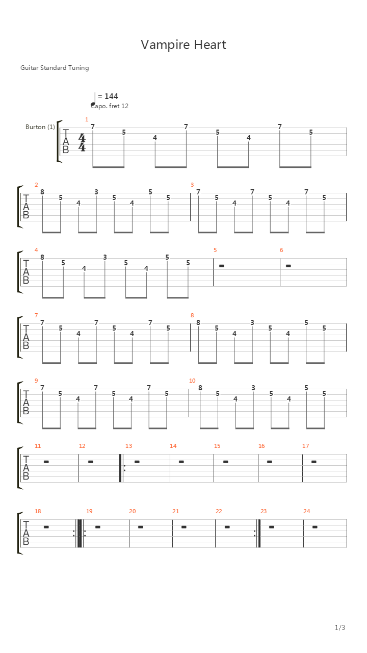 Vampire Heart吉他谱