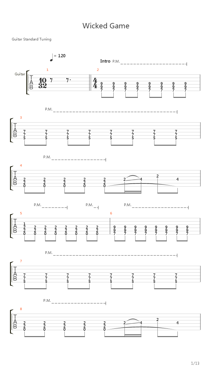Wicked Game吉他谱
