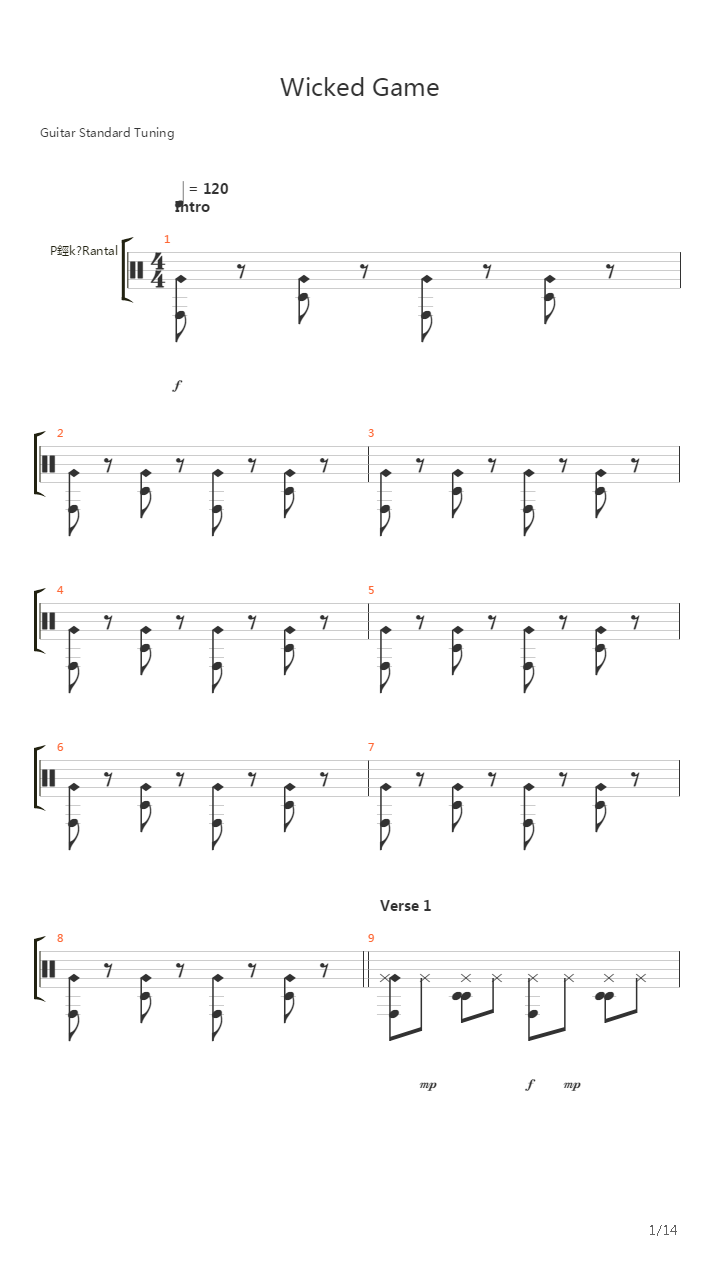 Wicked Game吉他谱