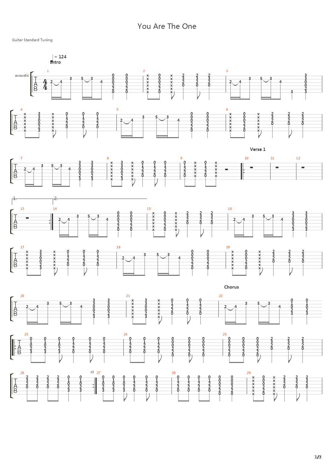 You Are The One吉他谱