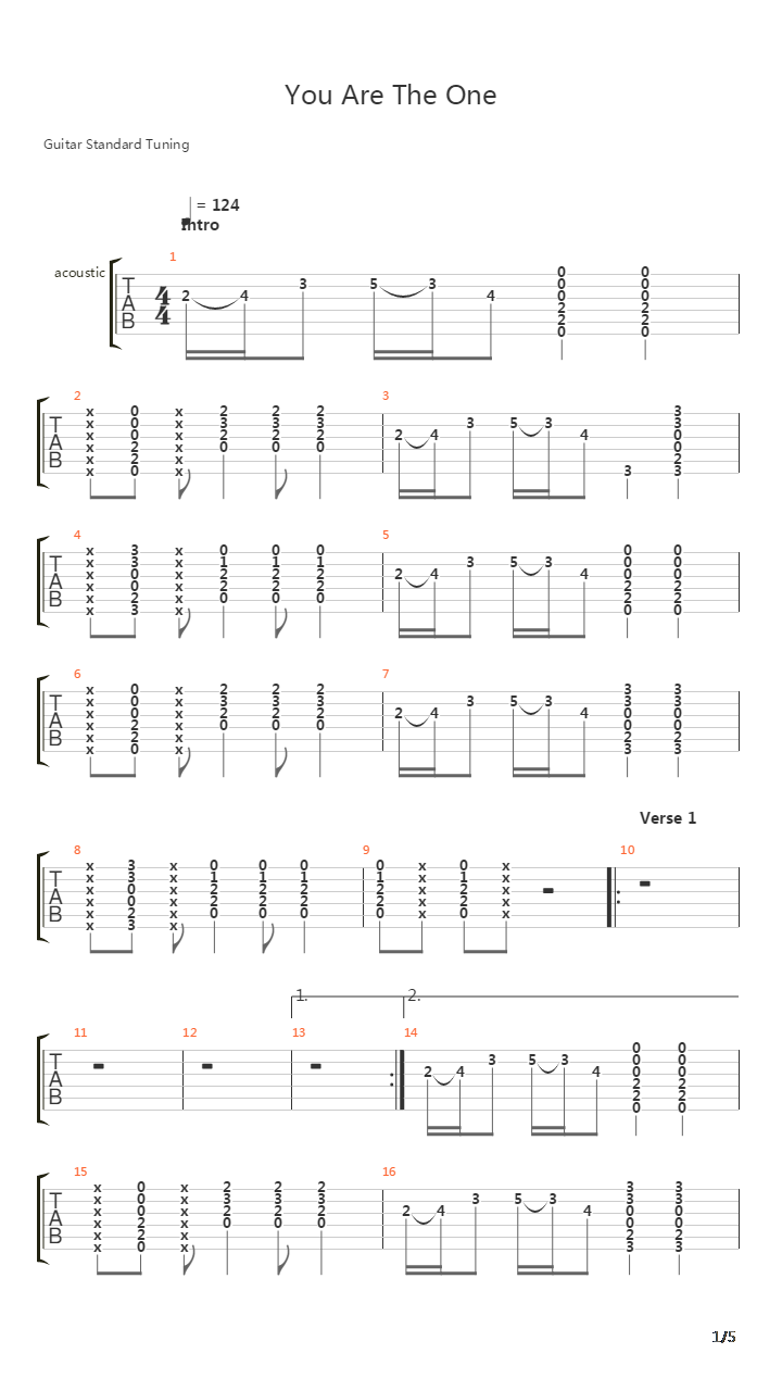 You Are The One吉他谱