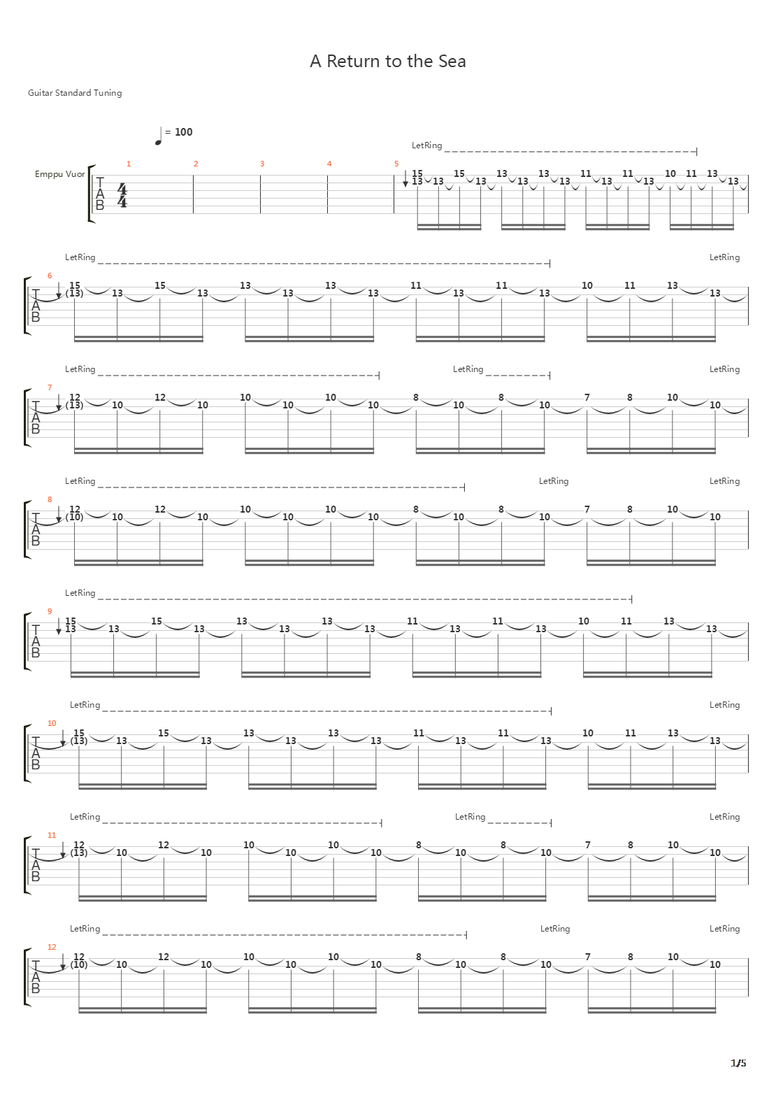 A Return To The Sea吉他谱