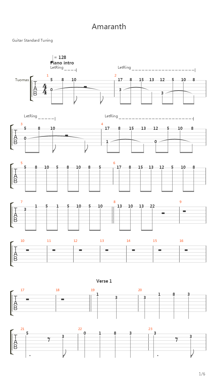 Amaranth吉他谱