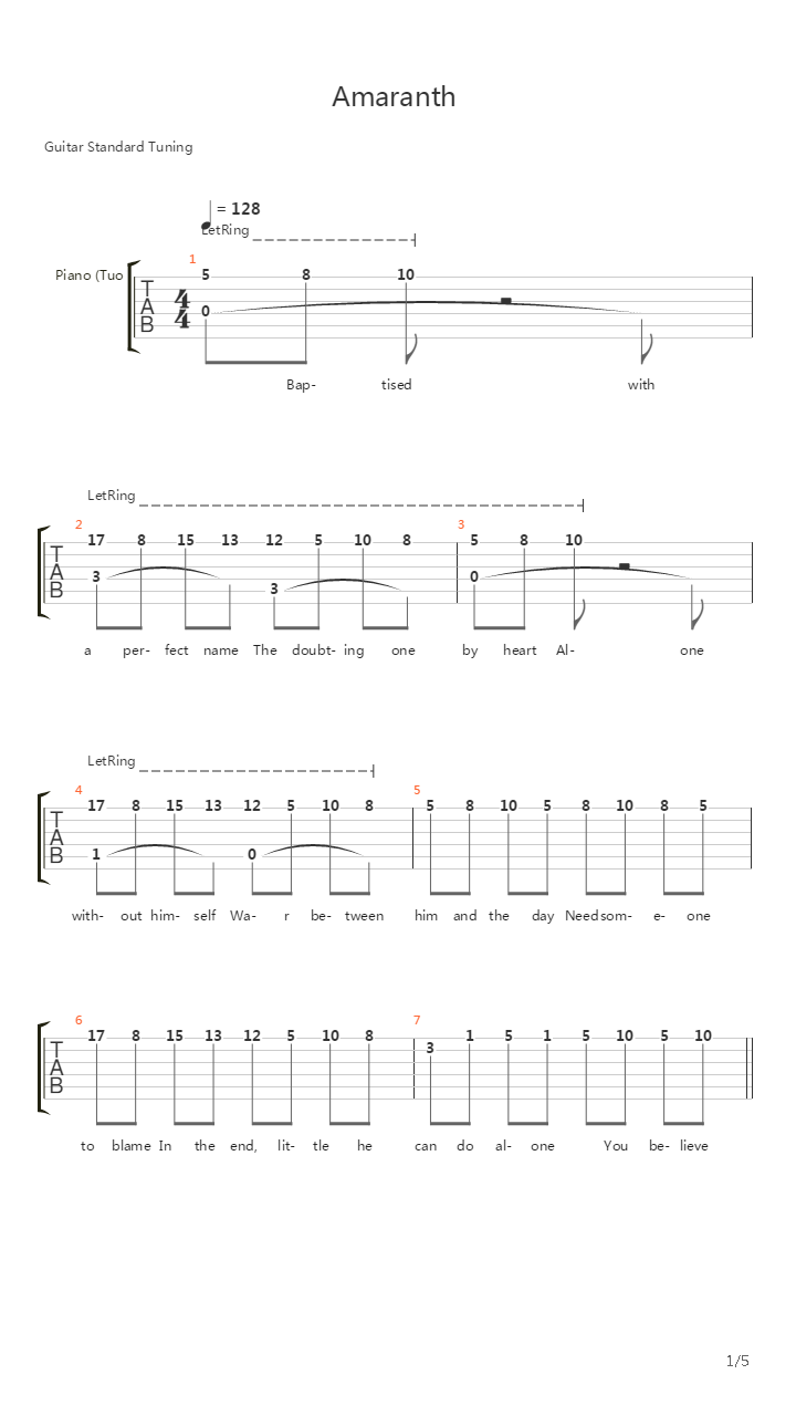 Amaranth吉他谱