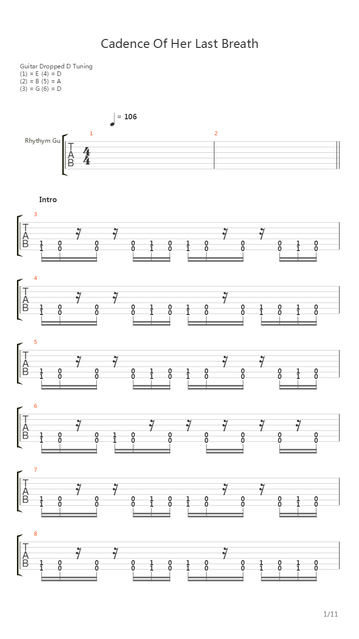 Cadence Of Her Last Breath吉他谱