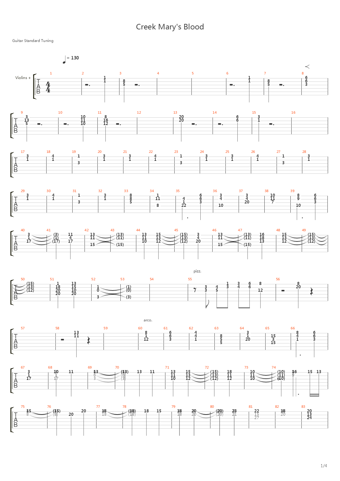 Creek Marys Blood吉他谱
