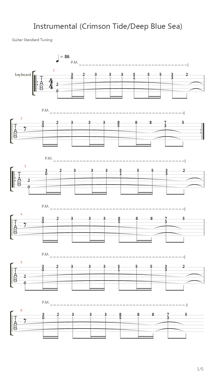Crimson Tide Deep Blue Sea吉他谱