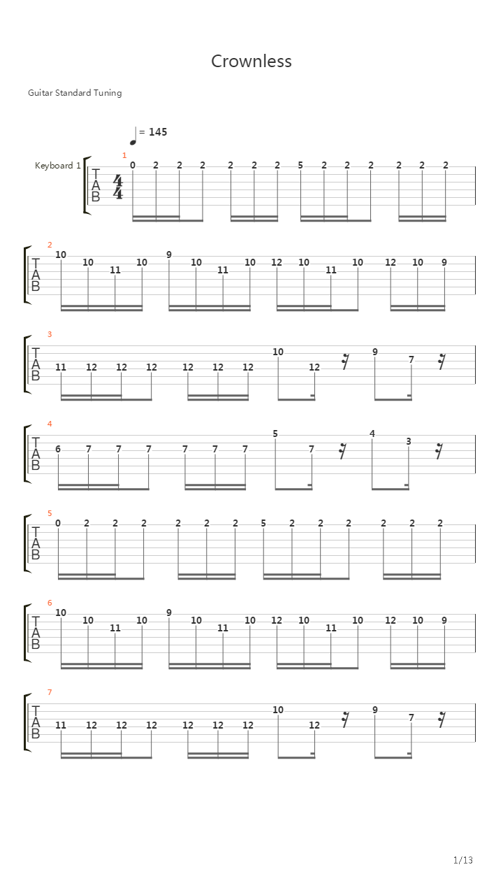 Crownless吉他谱